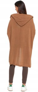 Sweter damski oversize KARDIGAN z KAPTUREM elegancki luźny długi MORAJ