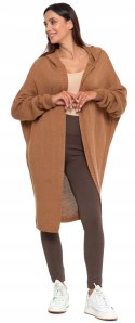 Sweter damski oversize KARDIGAN z KAPTUREM elegancki luźny długi MORAJ