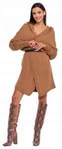 Sweter damski oversize KARDIGAN z KAPTUREM elegancki luźny długi MORAJ