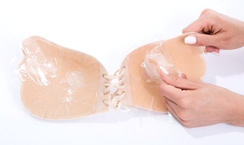 Biustonosz samonośny PUSH-UP wiązany JULIMEX BS-05 WOW! BEŻ - D