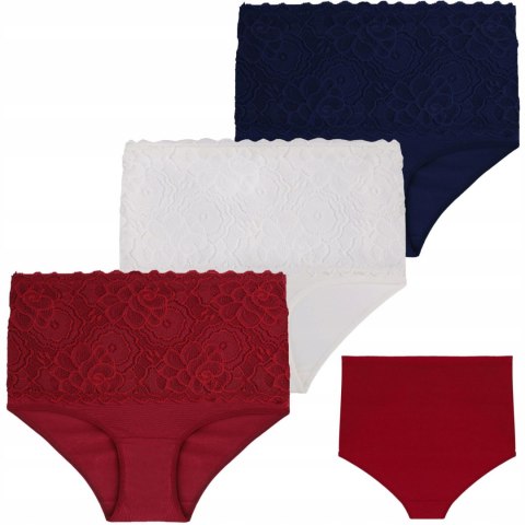 Figi Damskie Koronkowe BAWEŁNIANE Maxi Bikini MORAJ 3-PAK - L