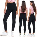 Legginsy damskie z wysokim stanem OCIEPLANE w prążki MORAJ - S/M