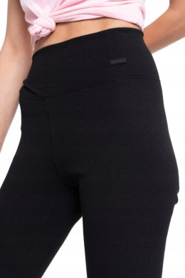 Legginsy damskie z wysokim stanem OCIEPLANE w prążki MORAJ - S/M