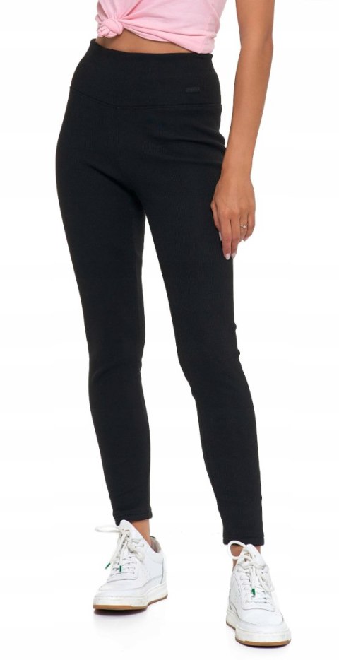 Legginsy damskie z wysokim stanem OCIEPLANE w prążki MORAJ - S/M Legginsy damskie z wysokim stanem OCIEPLANE w prążki MORAJ - S/M