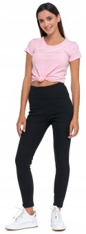 Legginsy damskie z wysokim stanem OCIEPLANE w prążki MORAJ - S/M