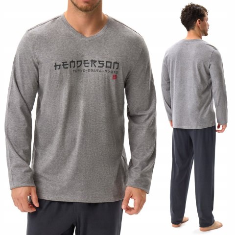 Piżama męska BAWEŁNIANA z długim rękawem HENDERSON JAPAN - XL