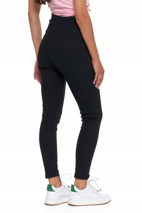 Legginsy damskie z wysokim stanem OCIEPLANE w prążki MORAJ - L/XL Legginsy damskie z wysokim stanem OCIEPLANE w prążki MORAJ - L/XL