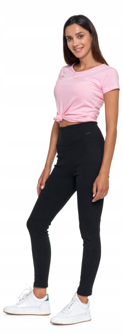 Legginsy damskie z wysokim stanem OCIEPLANE w prążki MORAJ - L/XL Legginsy damskie z wysokim stanem OCIEPLANE w prążki MORAJ - L/XL