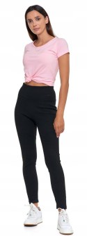Legginsy damskie z wysokim stanem OCIEPLANE w prążki MORAJ - L/XL