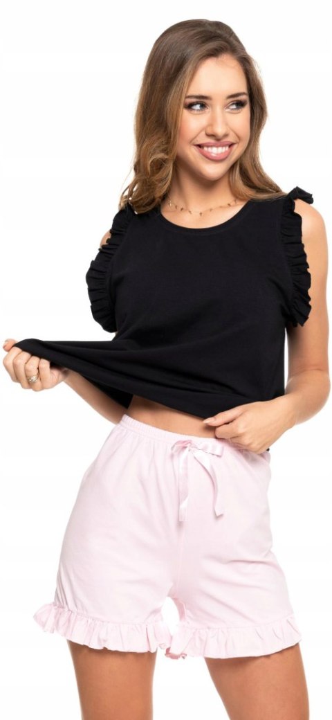 Piżama damska dwuczęściowa bez rękawów z falbankami bawełniana MORAJ - XL