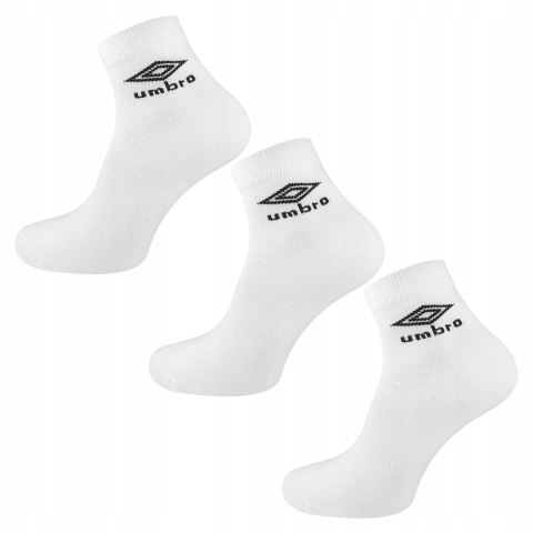 Skarpety 3-PAK sportowe UMBRO QUARTER bawełniane ZAKOSTKI - białe r 39-42