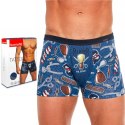 Bokserki męskie z NADRUKIEM szorty bawełniane CORNETTE TATTOO 199 - M
