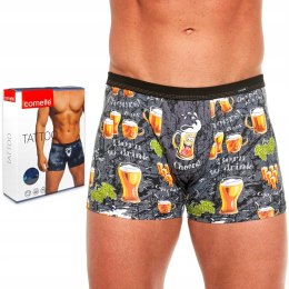 Bokserki męskie z NADRUKIEM szorty bawełniane CORNETTE TATTOO 201 - XL