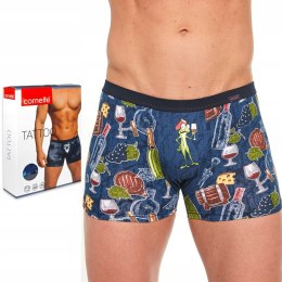 Bokserki męskie z NADRUKIEM szorty bawełniane CORNETTE TATTOO 211 - XXL