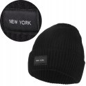 Czapka damska jesienna zimowa ciepła MORAJ naszywka NEW YORK