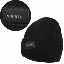 Czapka damska jesienna zimowa ciepła MORAJ naszywka NEW YORK