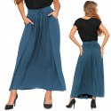 Długa kobieca SPÓDNICA maxi elegancka WISKOZOWA z kieszeniami MORAJ - S