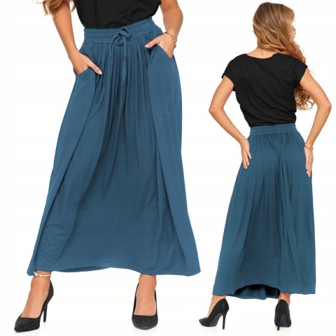 Długa kobieca SPÓDNICA maxi elegancka WISKOZOWA z kieszeniami MORAJ - S