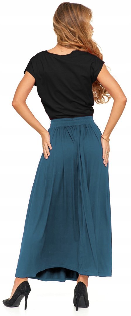 Długa kobieca SPÓDNICA maxi elegancka WISKOZOWA z kieszeniami MORAJ - S