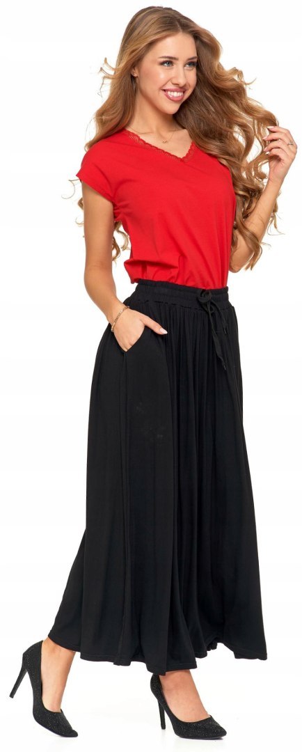Długa kobieca SPÓDNICA maxi elegancka WISKOZOWA z kieszeniami MORAJ - S Długa kobieca SPÓDNICA maxi elegancka WISKOZOWA z kieszeniami MORAJ - S