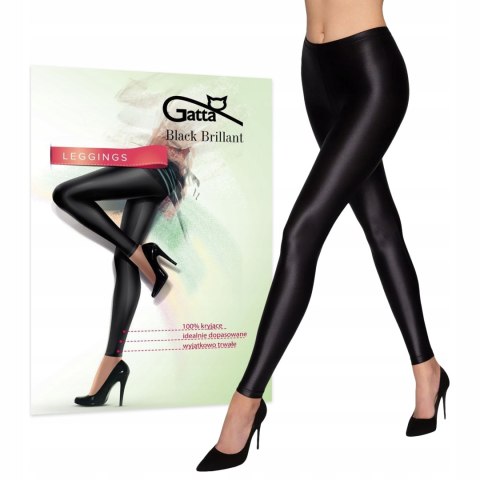 Legginsy połyskujące kryjące wysoki stan GATTA BLACK BRILLANT - L/4