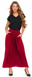 Długa kobieca SPÓDNICA maxi elegancka WISKOZOWA z kieszeniami MORAJ - S