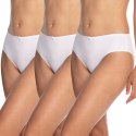 Majtki Damskie Bawełniane Figi Bikini 3 PARY Klasyczne LAMA Białe - S