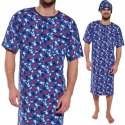 Koszula nocna męska z krótkim rękawem CORNETTE + CZAPECZKA szlafmyca - XL