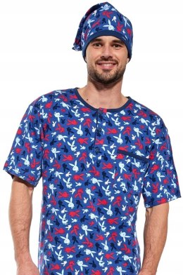 Koszula nocna męska z krótkim rękawem CORNETTE + CZAPECZKA szlafmyca - XL