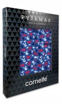 Koszula nocna męska z krótkim rękawem CORNETTE + CZAPECZKA szlafmyca - XL