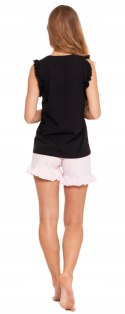 Piżama damska dwuczęściowa bez rękawów z falbankami bawełniana MORAJ - L