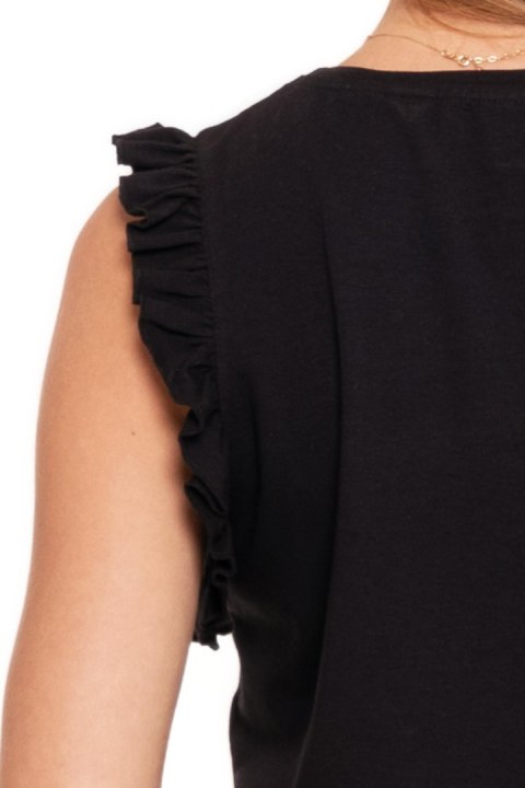 Piżama damska dwuczęściowa bez rękawów z falbankami bawełniana MORAJ - M