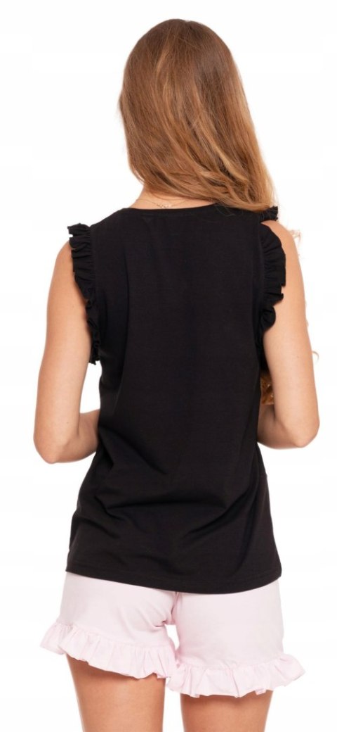 Piżama damska dwuczęściowa bez rękawów z falbankami bawełniana MORAJ - S