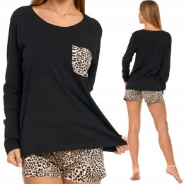 Piżama damska z długim rękawem w PANTERKĘ bawełniana MORAJ - L
