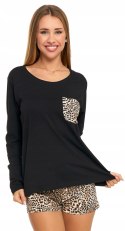 Piżama damska z długim rękawem w PANTERKĘ bawełniana MORAJ - L