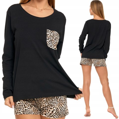 Piżama damska z długim rękawem w PANTERKĘ bawełniana MORAJ - S