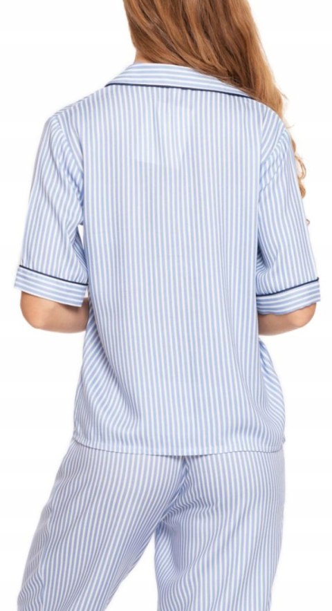 Piżama damska z krótkim rękawem w paski wiskozowa rozpinana MORAJ - XL