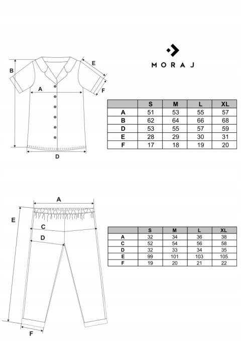 Piżama damska z krótkim rękawem w paski wiskozowa rozpinana MORAJ - XL