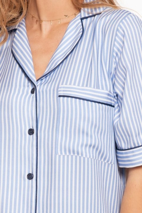 Piżama damska z krótkim rękawem w paski wiskozowa rozpinana MORAJ - L