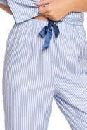 Piżama damska z krótkim rękawem w paski wiskozowa rozpinana MORAJ - S