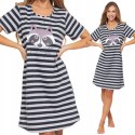 Koszula nocna damska z krótkim rękawem w paski MORAJ - S Koszula nocna damska z krótkim rękawem w paski MORAJ - S