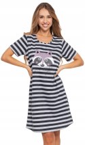 Koszula nocna damska z krótkim rękawem w paski MORAJ - S Koszula nocna damska z krótkim rękawem w paski MORAJ - S