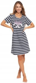 Koszula nocna damska z krótkim rękawem w paski MORAJ - S Koszula nocna damska z krótkim rękawem w paski MORAJ - S
