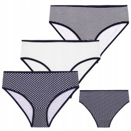 Majtki figi damskie bawełniane 3 PARY w kropki i paski MORAJ - XL