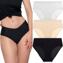 Figi damskie 3 PARY laserowo cięte majtki gładkie MAXI BIKINI MORAJ - L