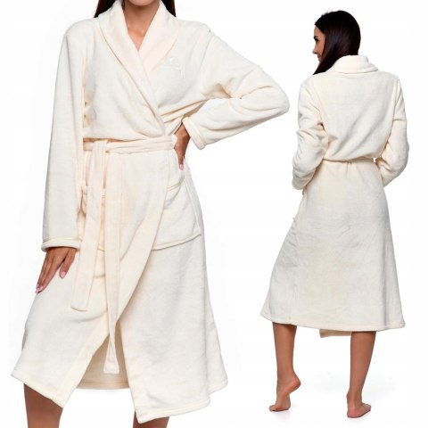 Szlafrok damski ciepły miękki PLUSZOWY z wiązaniem w pasie MORAJ - M