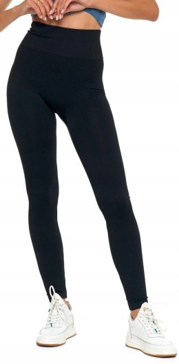 Legginsy damskie z wysokim stanem W PRĄŻKI MORAJ - S/M