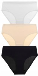 Figi damskie 3 PARY laserowo cięte majtki gładkie MAXI BIKINI MORAJ - M
