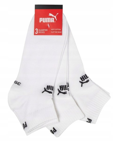 Skarpety sportowe PUMA BASIC QUARTER bawełniane ZAKOSTKI - białe r 35-38 Skarpety sportowe PUMA BASIC QUARTER bawełniane ZAKOSTKI - białe r 35-38