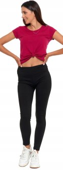 Legginsy damskie W PRĄŻKI z wysokim stanem eleganckie MORAJ - S/M